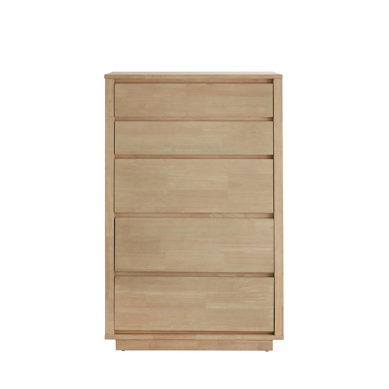Ismail Danish-Inspired Modern 5-Drawer Chest, Natural