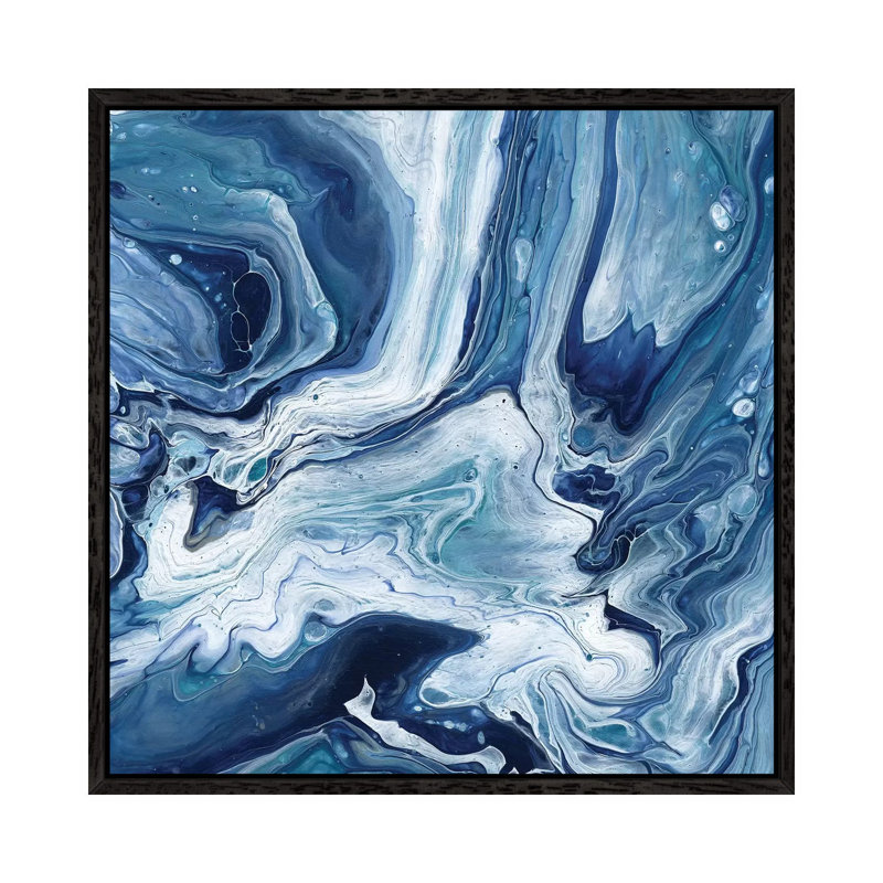 Blue Sea Agate by Katrina Craven - Painting on Canvas, 66.04 cm H x 66.04 cm W, Black Framed