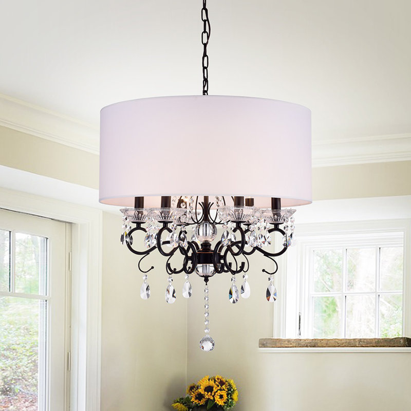 Lacombe 6 - Light Statement Drum Chandelier with Wrought Iron Accents in Oil Rubbed Bronze Finish, 13" H x 25" W x 25" D