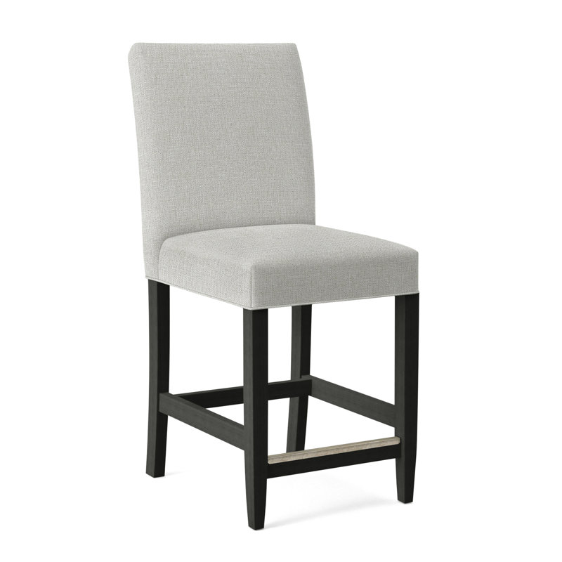 Manhattan Upholstered Stool with Solid Wood Frame, Green and Blue Stripe; 0252-54, Antique Black Finish