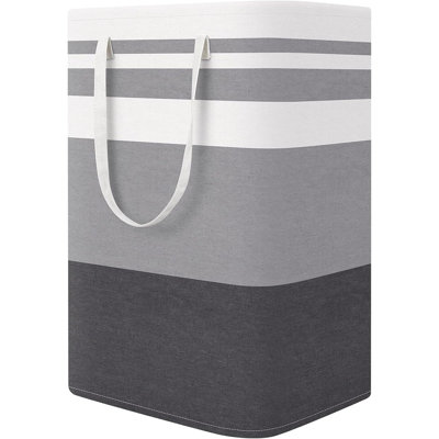 Large Collapsible Laundry Basket Hamper With Easy Carry Handles, Freestanding Clothes Hamper For Laundry, Bedroom, Dorm, Towels, Toys, Gradient Grey