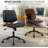 Modern Armless Home Office Chair, PU Leather Small Mid-Back Desk Chair with 4-Level Adjustable Backrest-1999977235