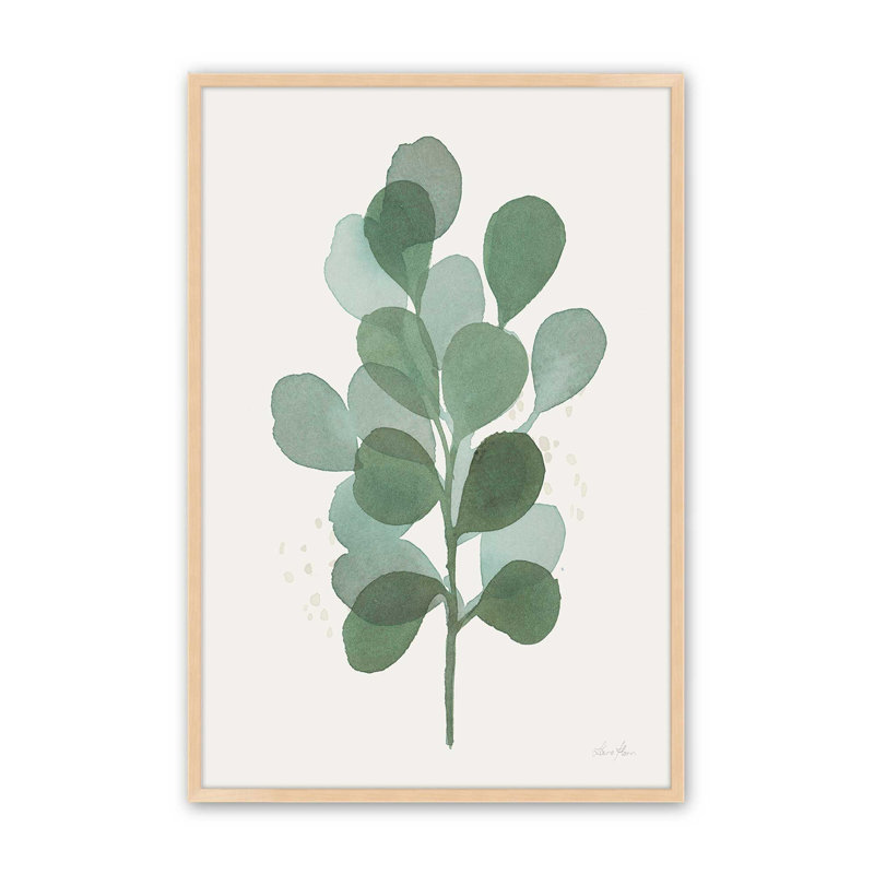 Green Leaf Impressions I Print, Raw Maple Open Corner Framed, 21'' H x 17'' W