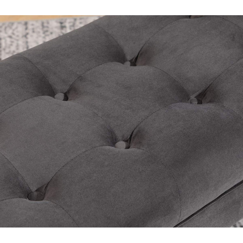 Lorinda Velvet Upholstered Bench, Dark Gray, 19.5" H x 44.9" W x 15" D