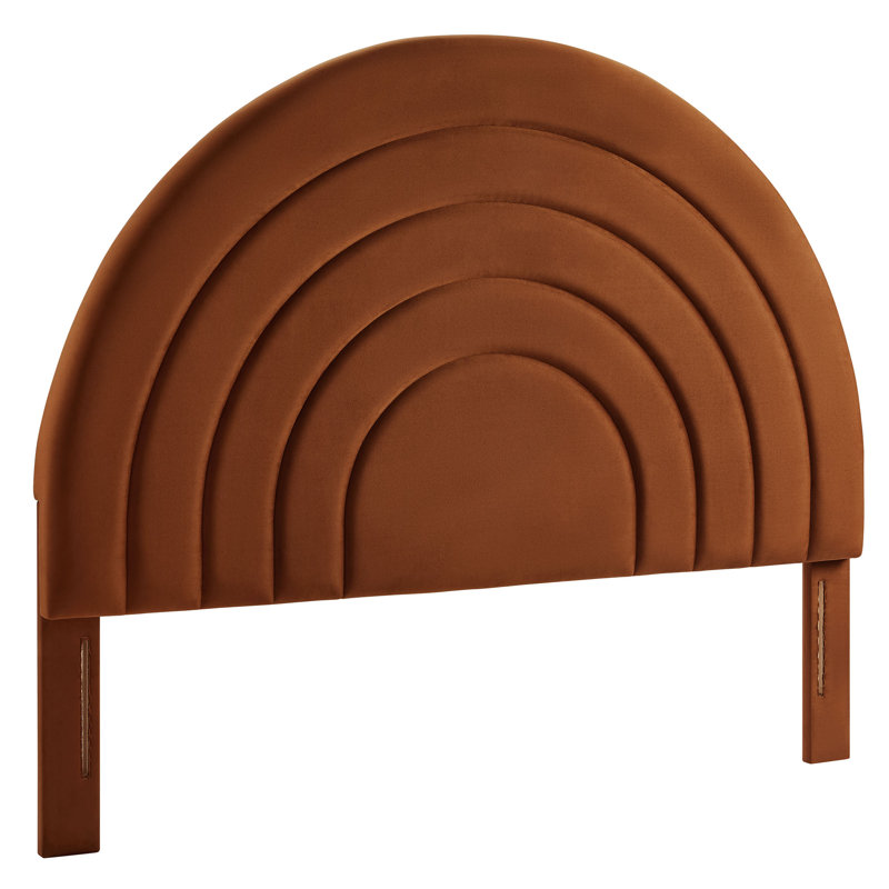 Solana Arched Performance Velvet Headboard, Rust, Queen