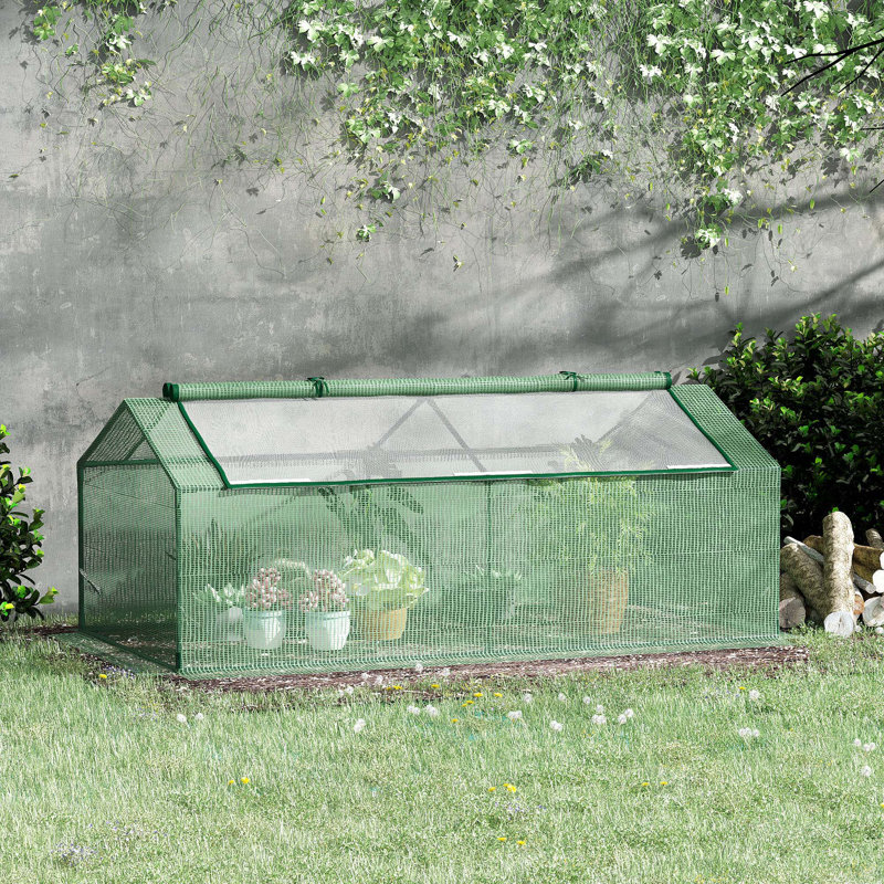 Outsunny Mini Greenhouse Portable Hot House For Plants With Large Zipper Windows For Outdoor, Indoor, Garden