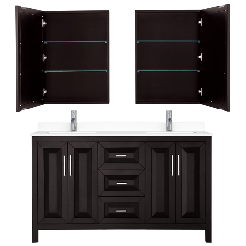 Daria 60'' W Double Vanity, Dark Espresso, Polished Chrome