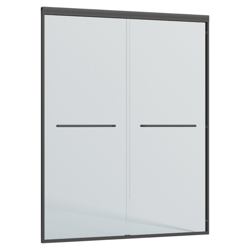 KISRAIS 44-48 In. W X 72 In. H Double Sliding Shower Door, Semi-Frameless Bypass Bathroom Sliding Door With 1/4" (6Mm) Tempered Glass For Walk-In Shower