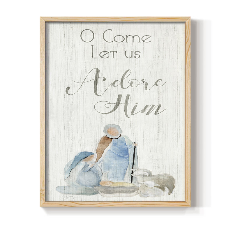 Adore Him Framed Print - Solid Wood, Natural, 11" H x 9" W