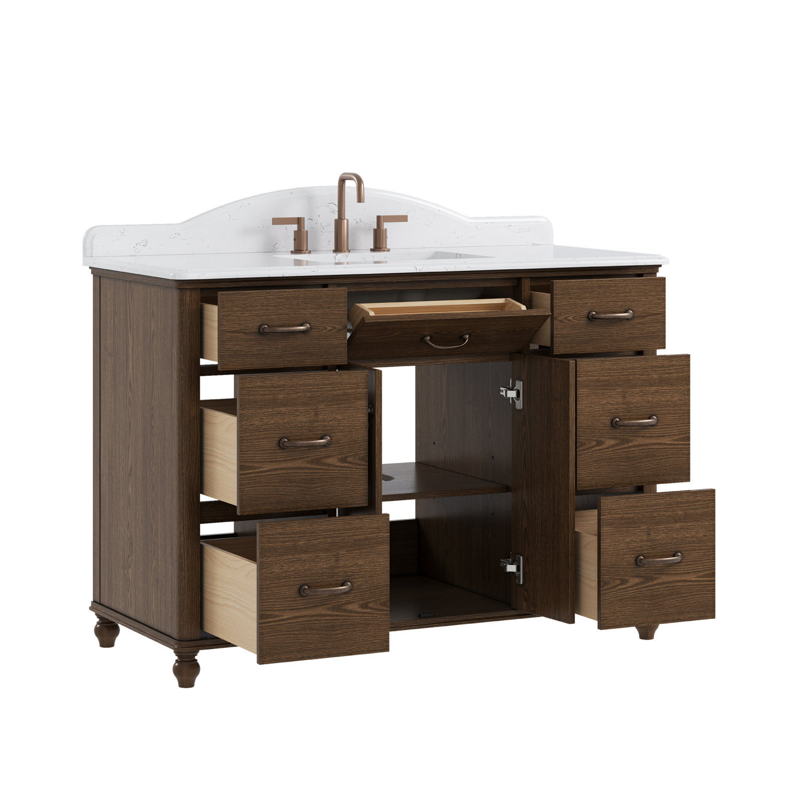 Freestanding Standard With Engineered Stone Top, 48" W