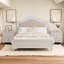 Modern   Wood Bed With Hidden LED Light Upholstered Curved Headboard-764480236
