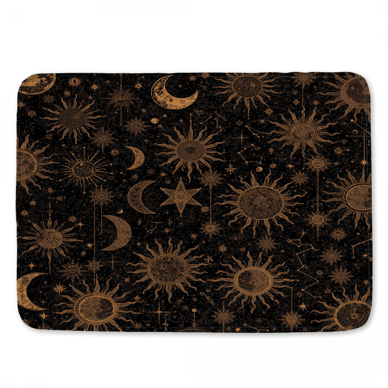 Celestial Sun Moon Pattern Bath Mat, 24in W x 17in L