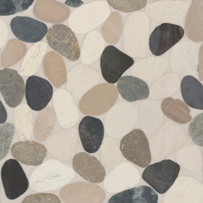 Waterbrook 12"" x 12"" Natural Stone Pebbles Wall & Floor Tile in Malaga Bay -  Bedrosians, 100003102