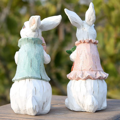 Easter Bunny Decorations Spring Home Decor Bunny Figurines(Easter  Rabbit 2Pcs)