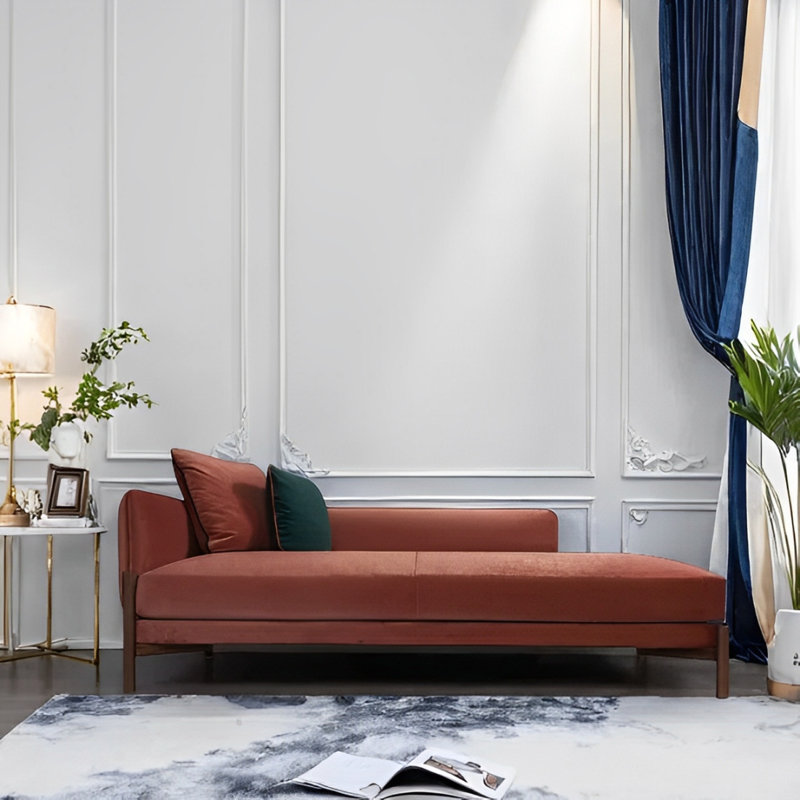 Méridienne simple en bois massif à domicile, Orienté à gauche (vu de face)