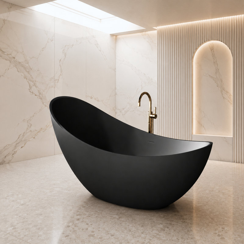 Baignoire autoportante 73 po, Noir