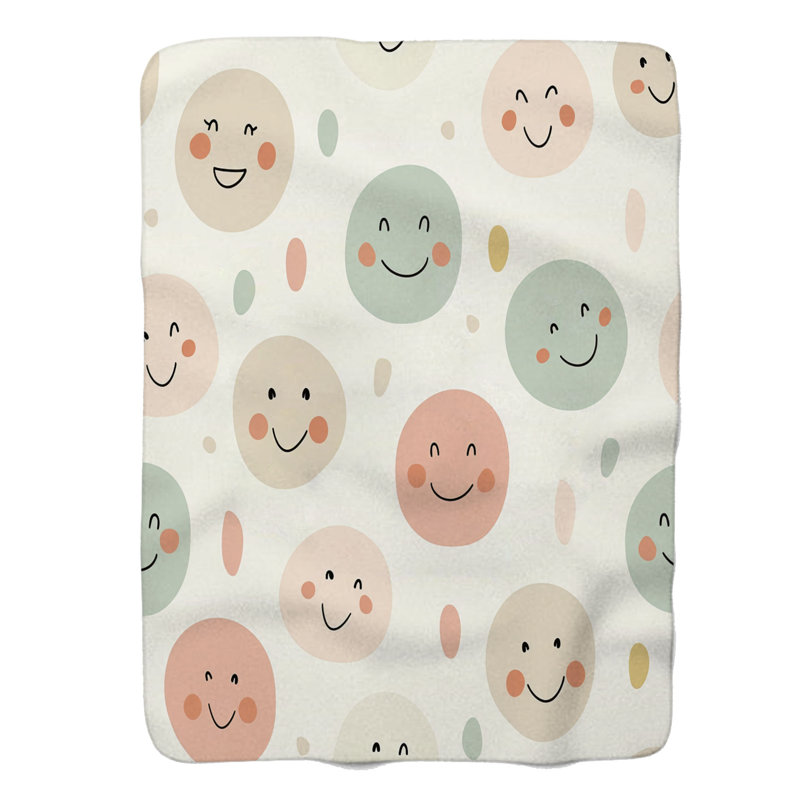 Joyful Pastel Expressions - Couverture Sherpa de qualité supérieure 1 pièce, Grand lit