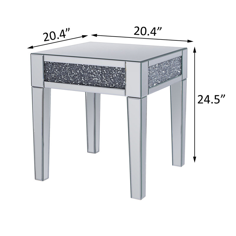Table de bout, miroir et faux diamants