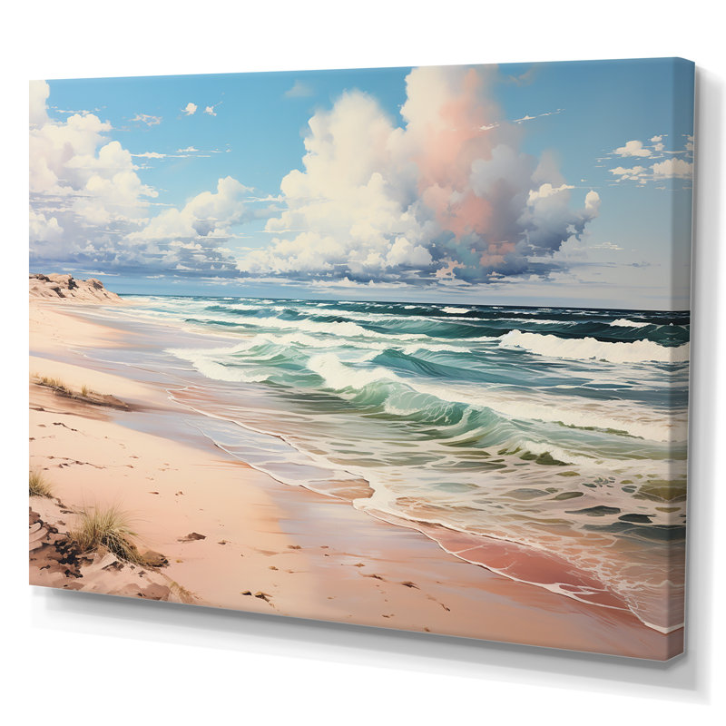 «Coastal Serenity Cloudy Sky By The Beach I», reproduction sur toile, H 34 po x l 44 po x P 1,5 po, Toile tendue