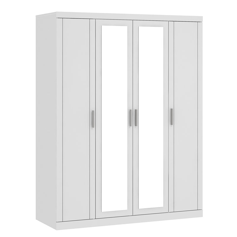 KIMBERLEY 4 Door Wardrobe with Mirror, White