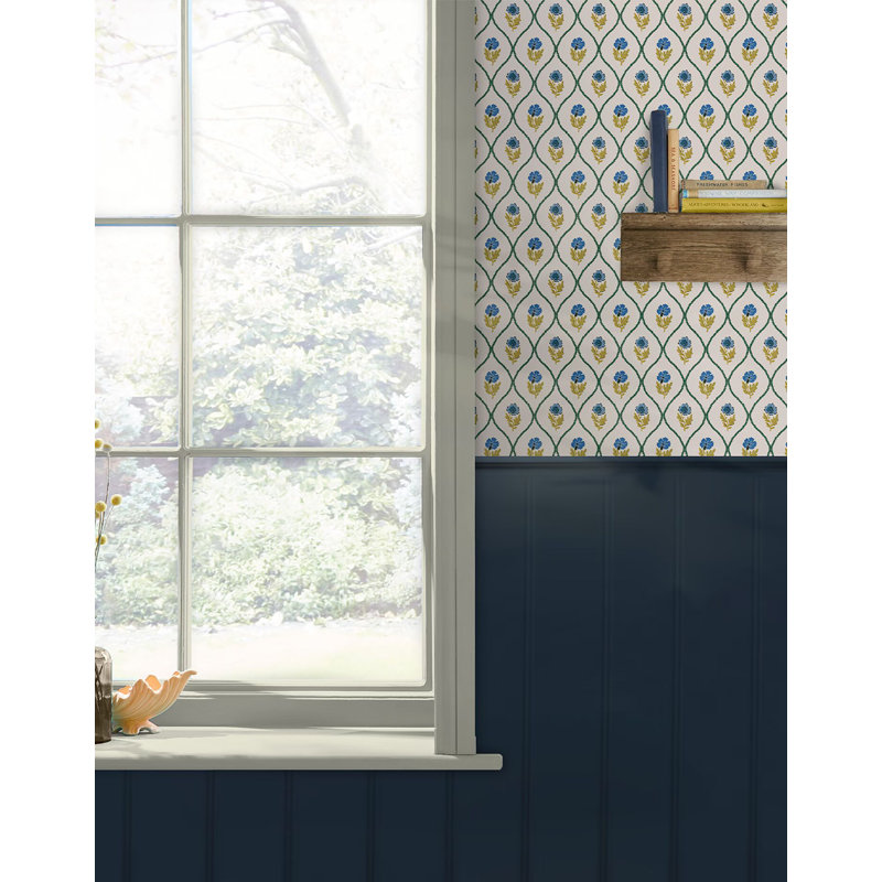 Joules Trellis Floral Creme Gold Wallpaper