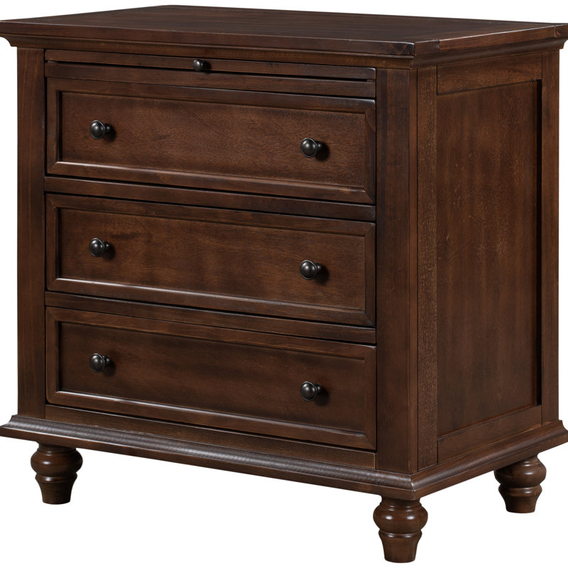 Armoire de rangement en bois à 3 tiroirs, table de bout avec plateau coulissant