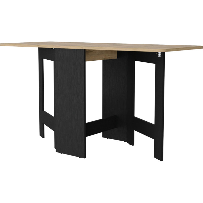 Rectangular Folding Dining Table In Black And Brown - Save Space, Versatile Use, , 22lbs Supported Foldable Compact For Small Spaces, Rectangular, Up To Weight Support