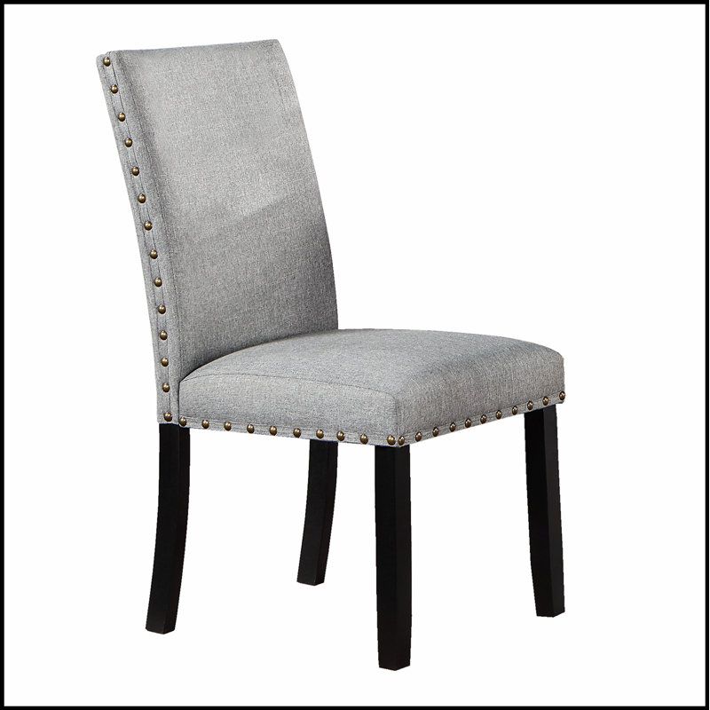 Ensemble de 2 chaises de salle à manger en tissu moderne avec coussins moelleux et garniture cloutée pour une assise confortable