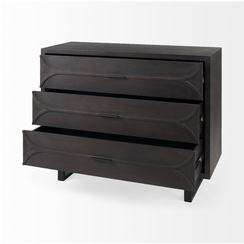 Iron 3 - Drawer Accent Chest, Dark Brown