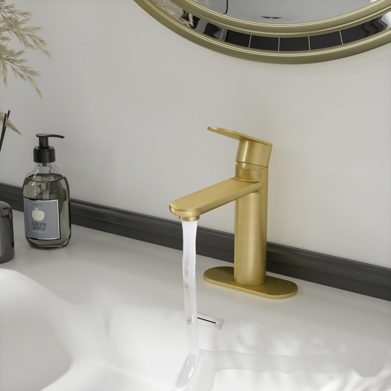 Robinet de salle de bain monocorps et monocommande, Or brossé