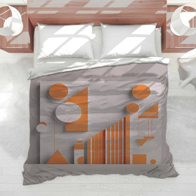 Orange White Shapes Comforter