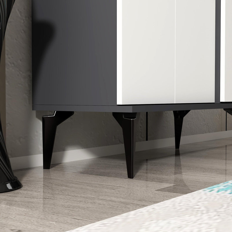 Armoire à chaussures élégante avec 2 portes, anthracite et blanche, 35,4 x 37,2 x 13,8 pouces | 100% panneau de particules enduit de mélamine, épaisseur: 0,7 pouce | Conception moderne, parfaite pour les entrées et les couloirs, solution de rangement durable et élégante