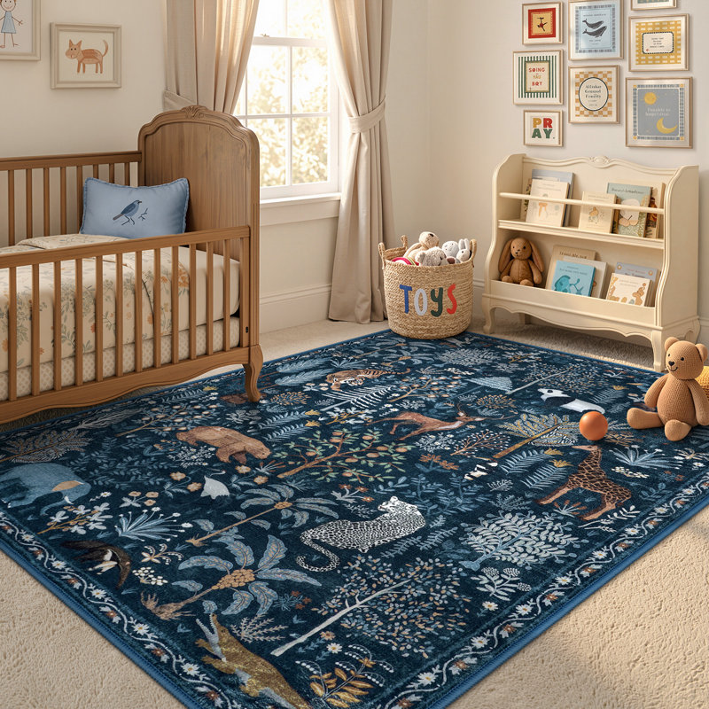  Tapis lavable et animal pour chambre d'enfant Goldene, Rectangle 5 pi x 7 pi