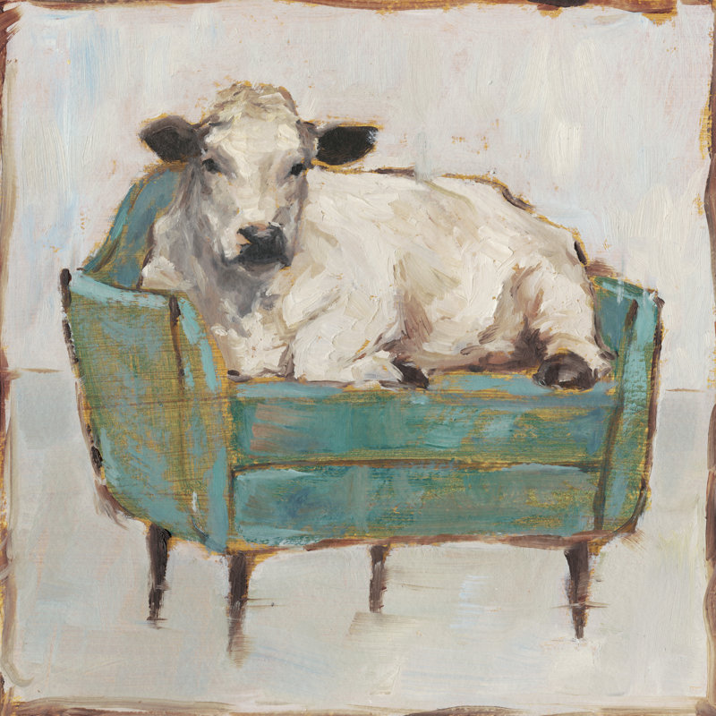 Moo-ving In I by Ethan Harper - Wrapped Canvas Painting, 30cm H x 30cm W x 3.8cm D