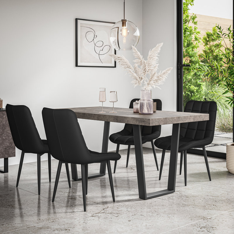 Wapella 6 - Person Dining Set, Grey/Black/Black