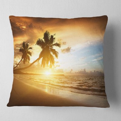Coussin décoratif à coucher de soleil avec des caraïbes de mer seascape