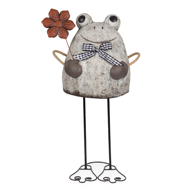24"H Frog with Flower Garden Statue