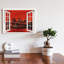 New York Manhattan Brooklyn Bridge Red Window - No Frame Print on Canvas-69802254