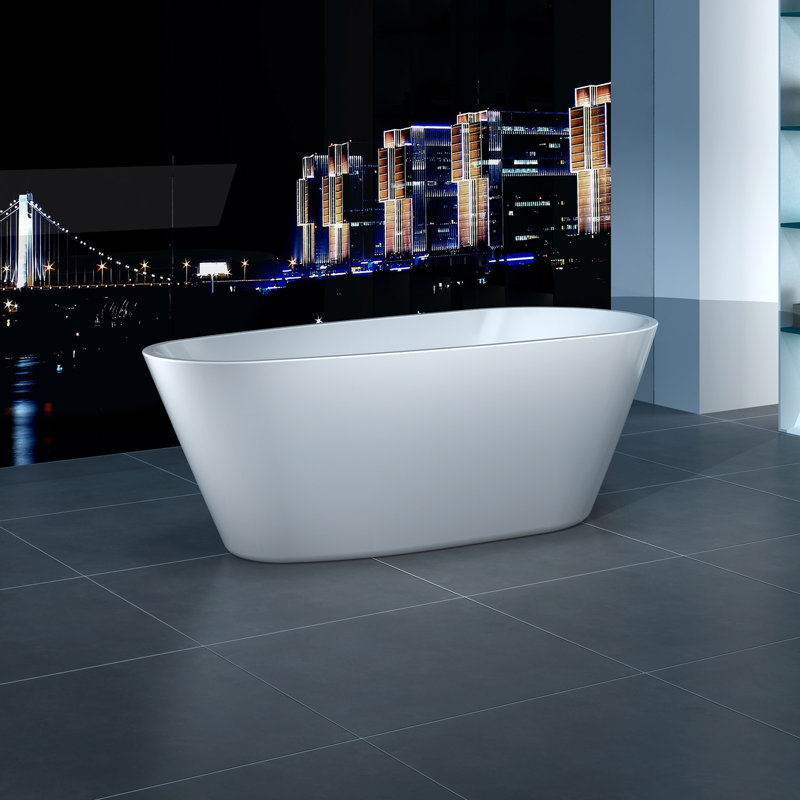 67.7'' x 29.5'' Freestanding Soaking Acrylic Bathtub, White