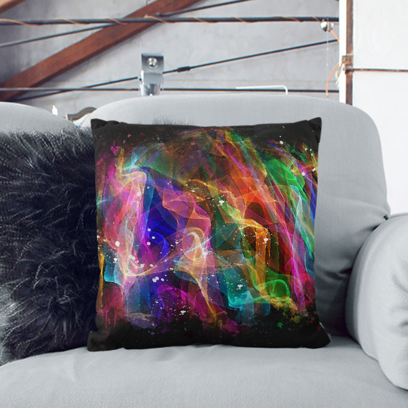 Rainbow Smoke Vol (4) Square Throw Cushion, Black, 55cm H x 55cm W x 20cm D