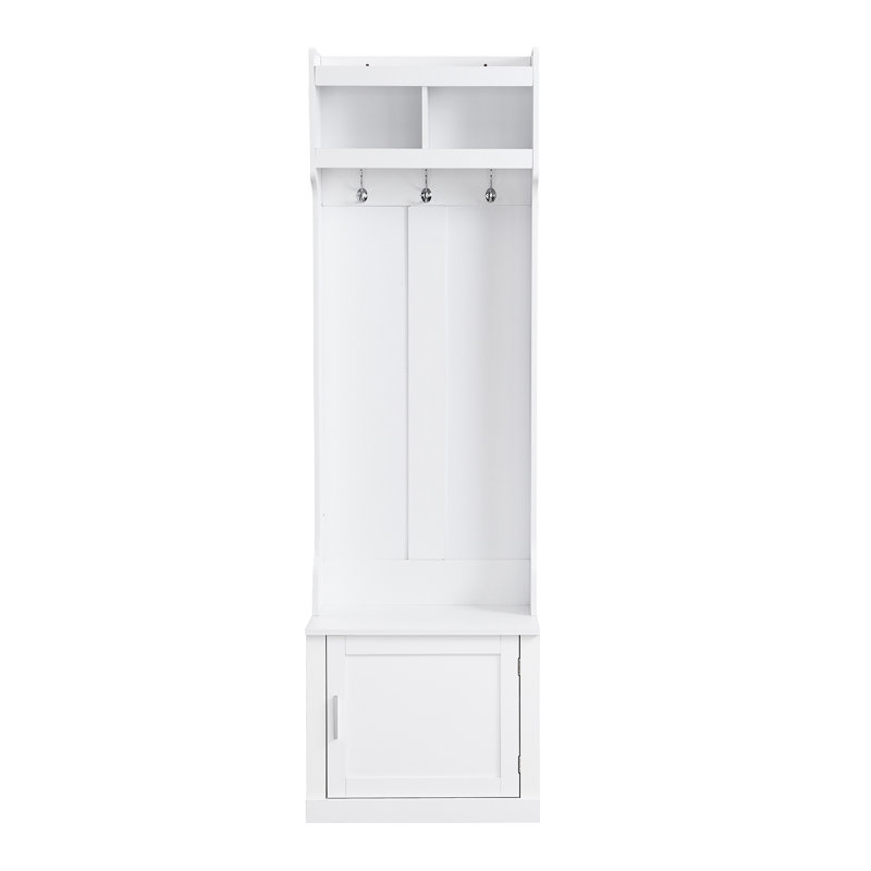 Arbre d'entrée minimaliste avec armoire et 6 crochets de suspension ON-TREND, Blanc