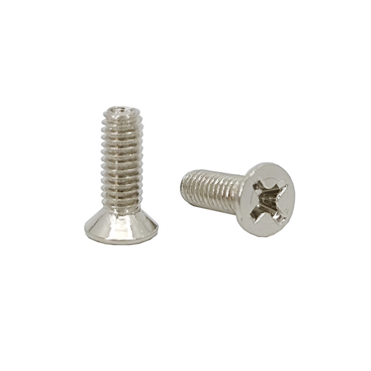 Fixturedisplays® 100PK M3.5 X 10Mm Pitch 0.6Mm - Phillips Flat Head Machine Screw (Countersunk) Carbon Steel Nickel Plated Cross Recessed  302118
