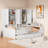 Wooden Daybed With Three Drawers, All-in-one Cabinet, Desk And Shelves-60321128-60321135