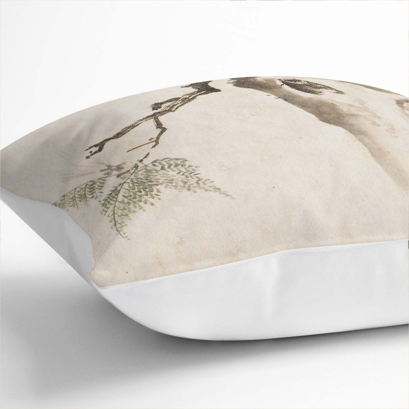Moth upon a Tree by Kawanabe Kyosai Cushion with Filling, White, 55cm H x 55cm W x 20cm D