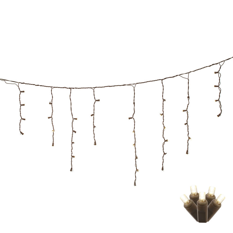 LED M5 Icicle Christmas light set, White/ Brown