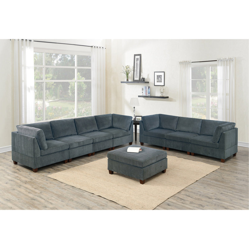Ensemble de canapé modulaire en chenille gris de 8 pièces pour salon