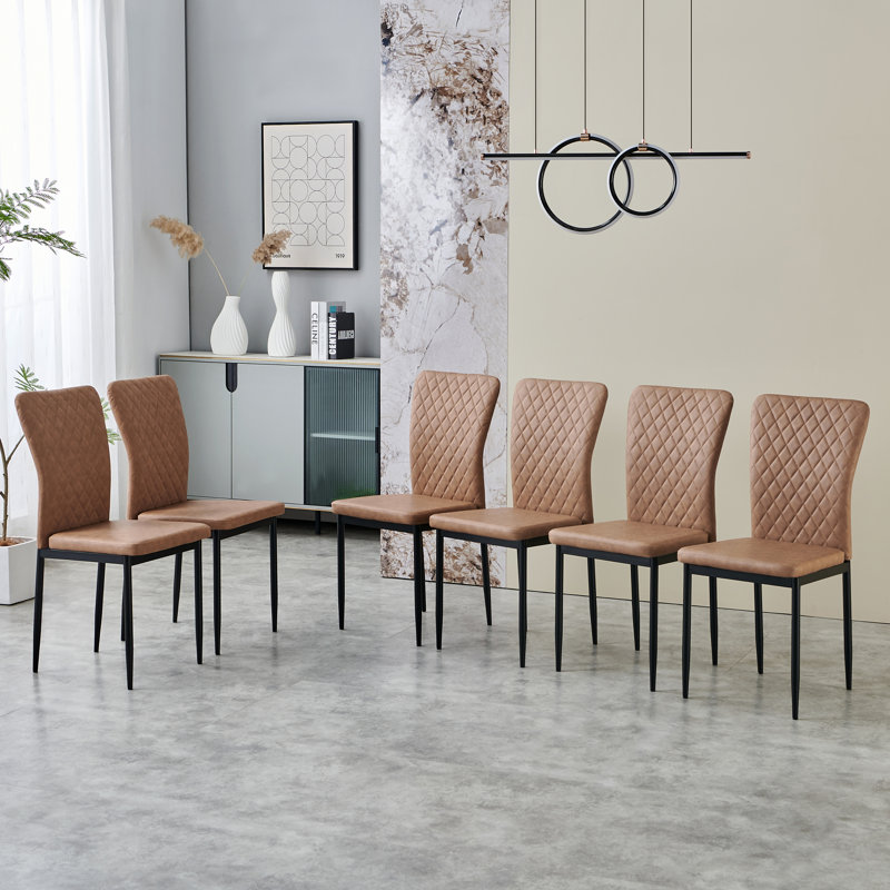 Lelania Modern Faux Leather Upholstered Dining Chairs, Brown