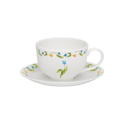 Tasse et soucoupe en porcelaine tendre faite à la main tulipe