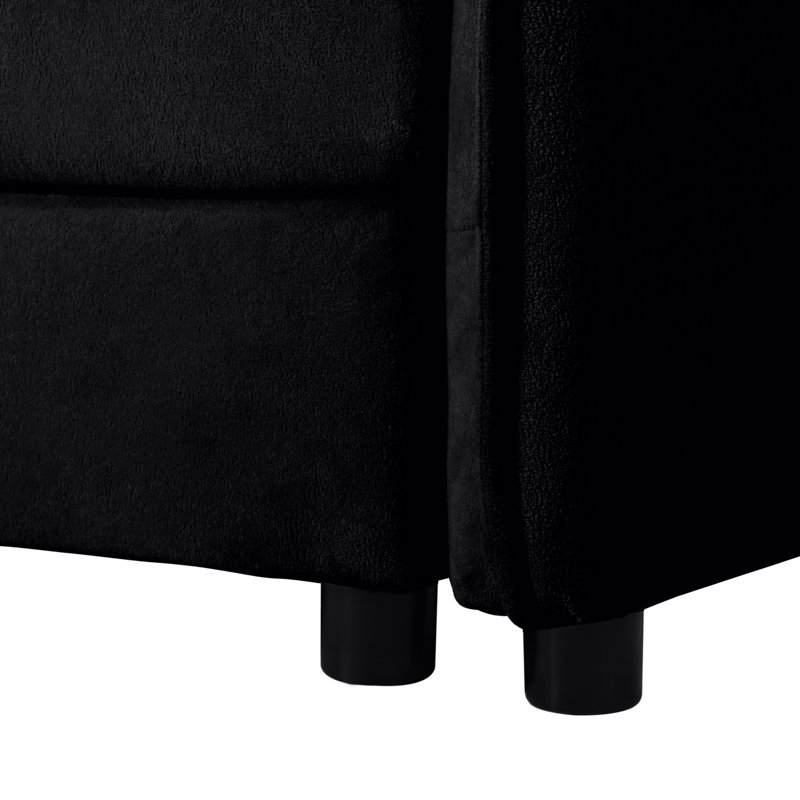 Nuage de luxe en chenille 2 pièces de luxe en noir, 3 coussins pour l'espace de vie principal, doux, chenille froissée, conception modulaire, sièges rembourrés à deux couches et siège profond de 29,92 pouces, avec pièce, chambre à coucher ou