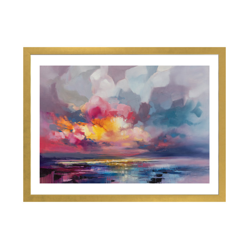 « deplacement » par scott naismith-reproduction d’art, H 24 po x l 32 po x P 1 po, Papier encadré doré